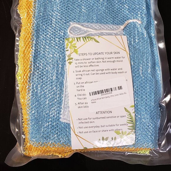 New 4 Pieces African Bath Sponge - Picture 8 of 8